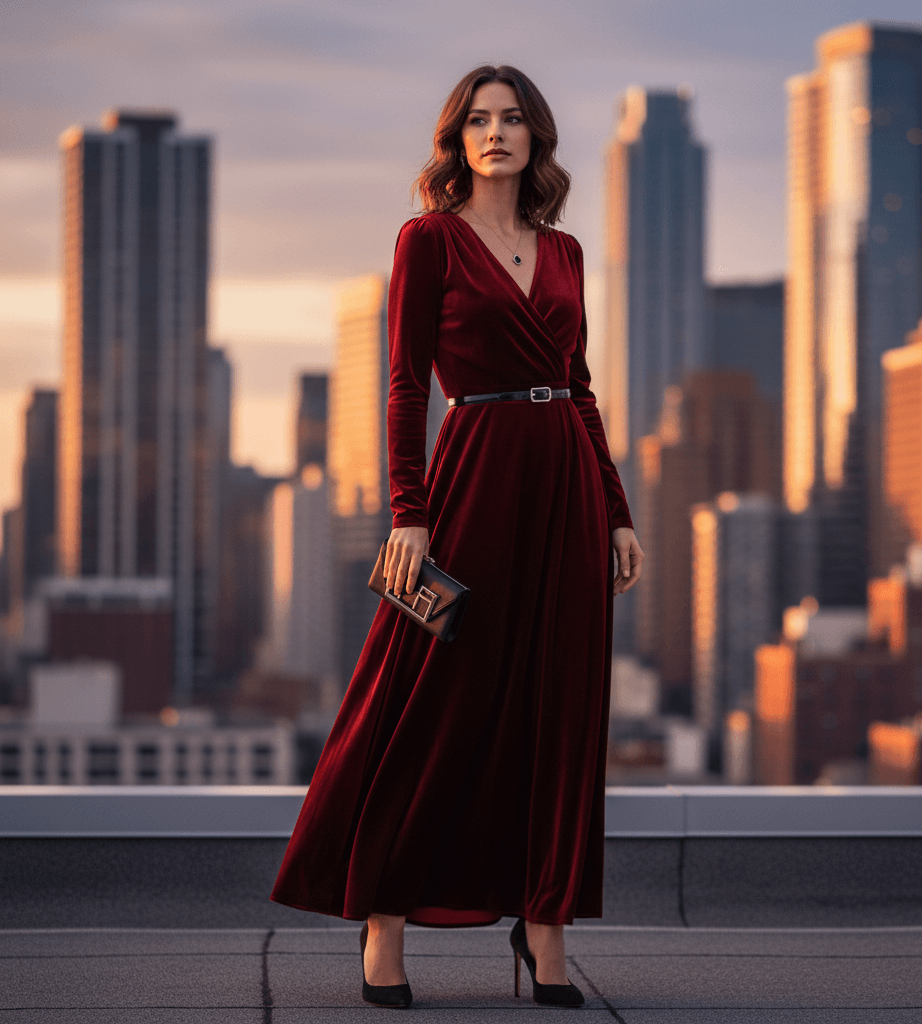 Елегантний вечірній контраст: Marsala Red + Obsidian Black