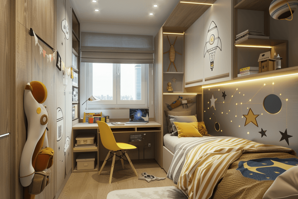 Кімната школяра з акцентом на навчальну зону