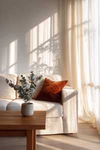 Як зробити красиве Pinterest-фото вітальні телефоном — приклад з природним світлом і мінімалістичним декором