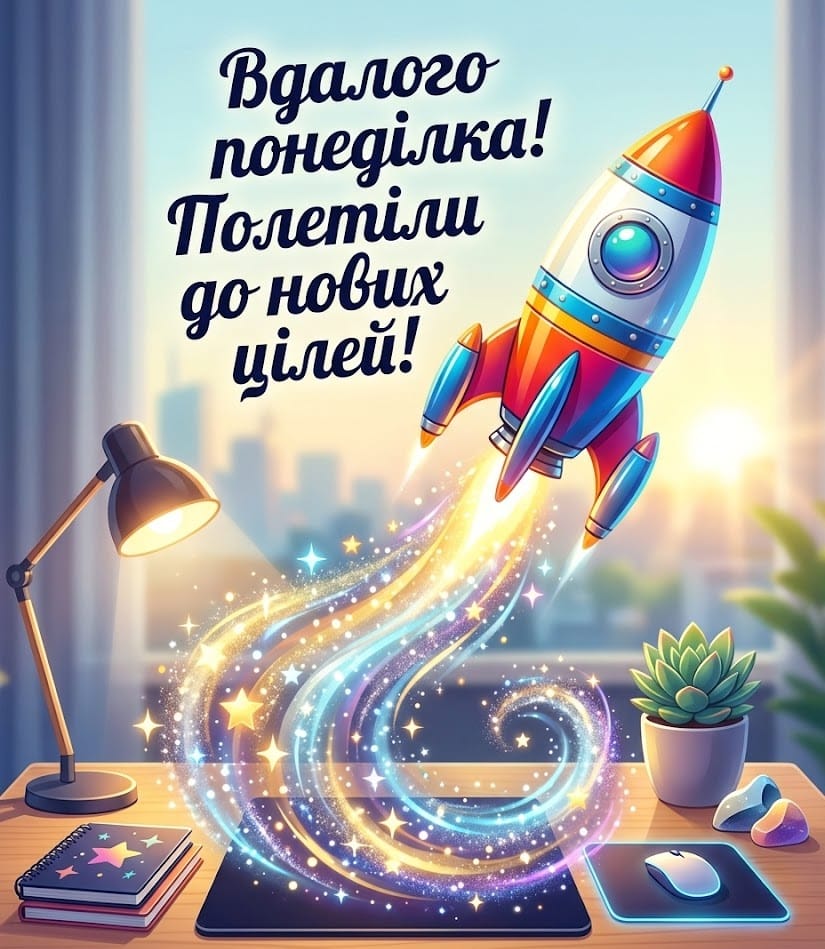 Мотивуючі картинки на вдалий понеділок з космічною ракетою
