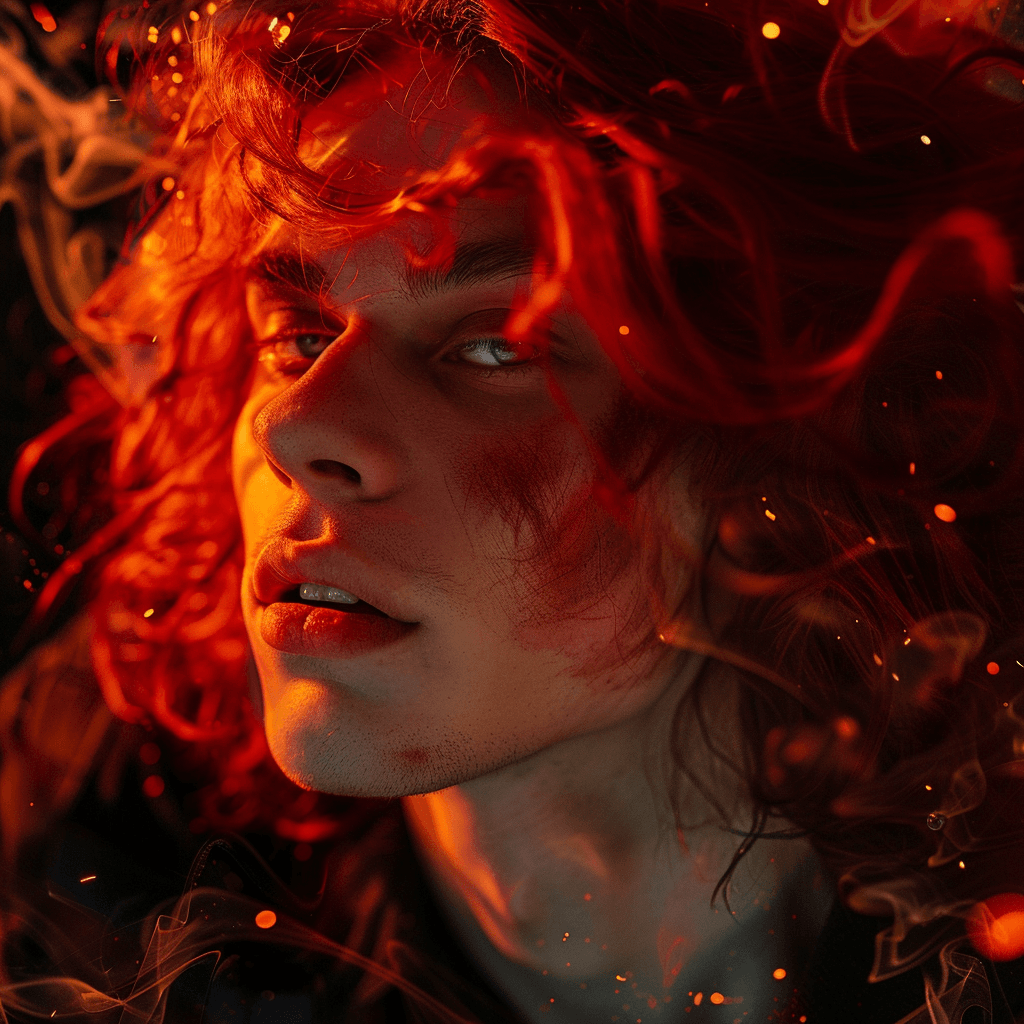 Крута картинка для аватарки: Овен у вогняній естетиці з іскрами та димом.