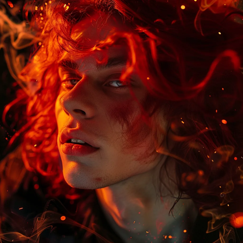 Крута картинка для аватарки: Овен у вогняній естетиці з іскрами та димом.
