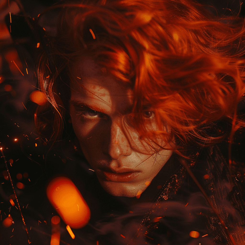 Крута картинка для аватарки: Овен у вогняній естетиці з іскрами та димом.