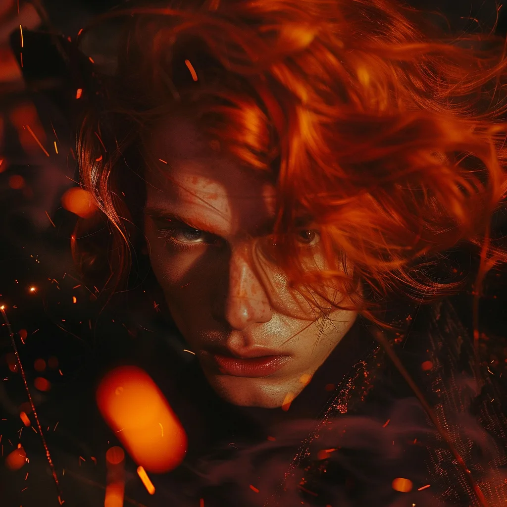 Крута картинка для аватарки: Овен у вогняній естетиці з іскрами та димом.