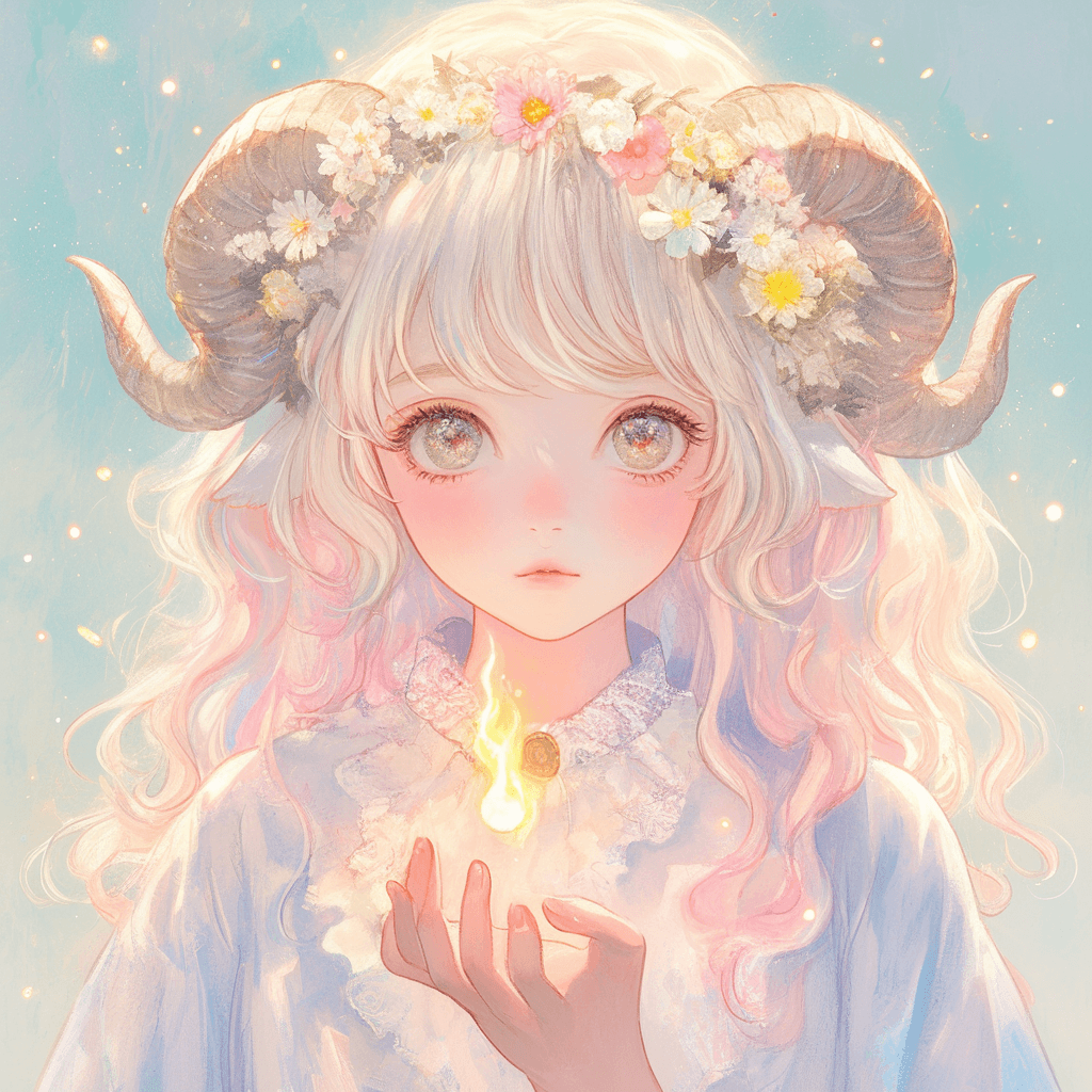 Мила намальована картинка зі знаком зодіаку Овен: ідеальний варіант для дівчат на аву.