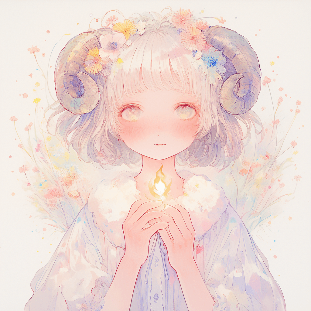 Мила намальована картинка зі знаком зодіаку Овен: ідеальний варіант для дівчат на аву.