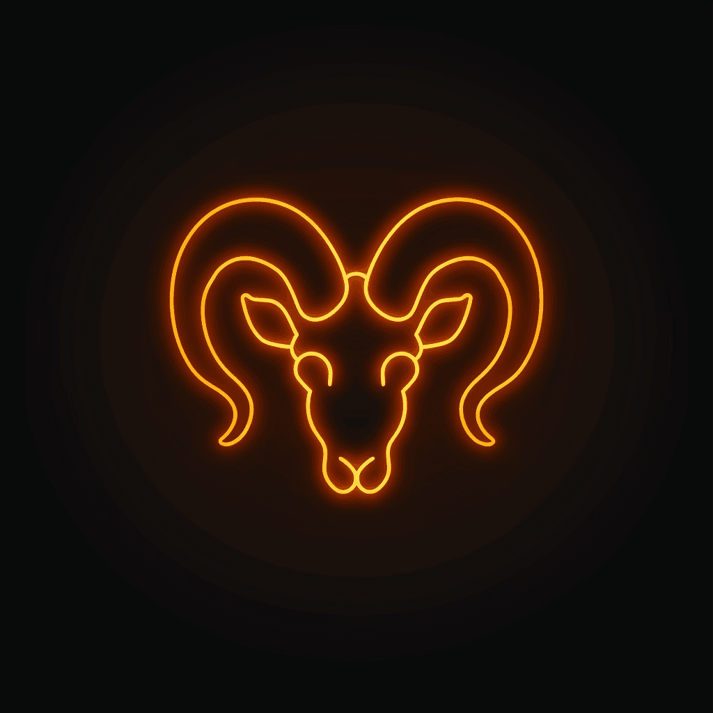 Мінімалістичний символ знаку зодіаку Овен на чорному фоні: красиве фото для ави.