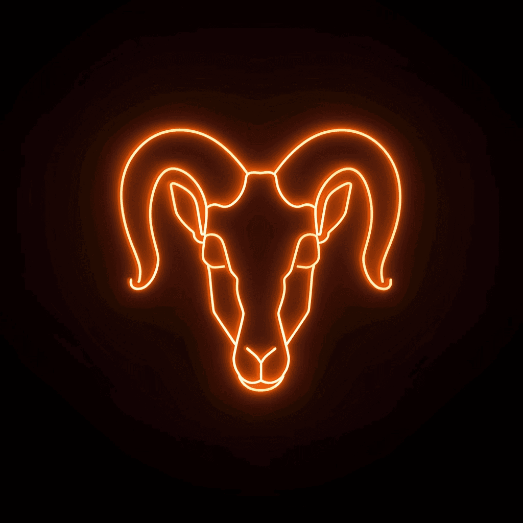 Мінімалістичний символ знаку зодіаку Овен на чорному фоні: красиве фото для ави.