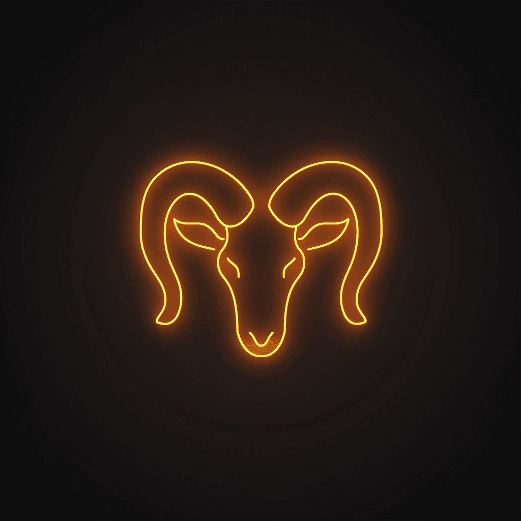 Мінімалістичний символ знаку зодіаку Овен на чорному фоні: красиве фото для ави.