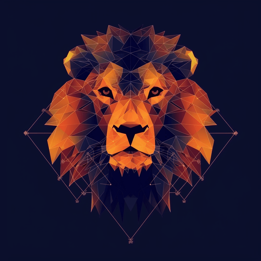 картинки Лев зодіак для аватарки — геометричний лев золотий градієнт мінімалізм квадрат 2