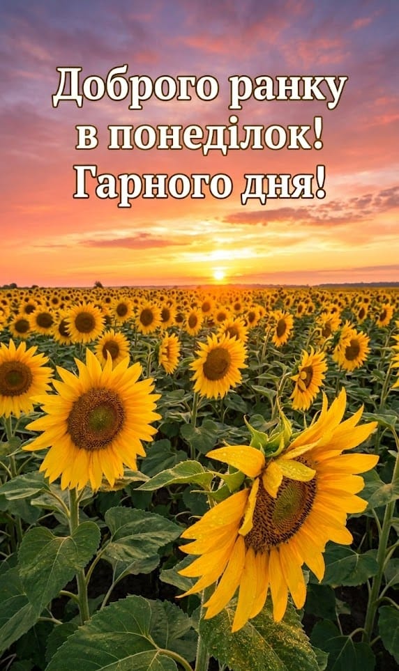 Позитивні картинки з понеділком для вайбера з соняшниками