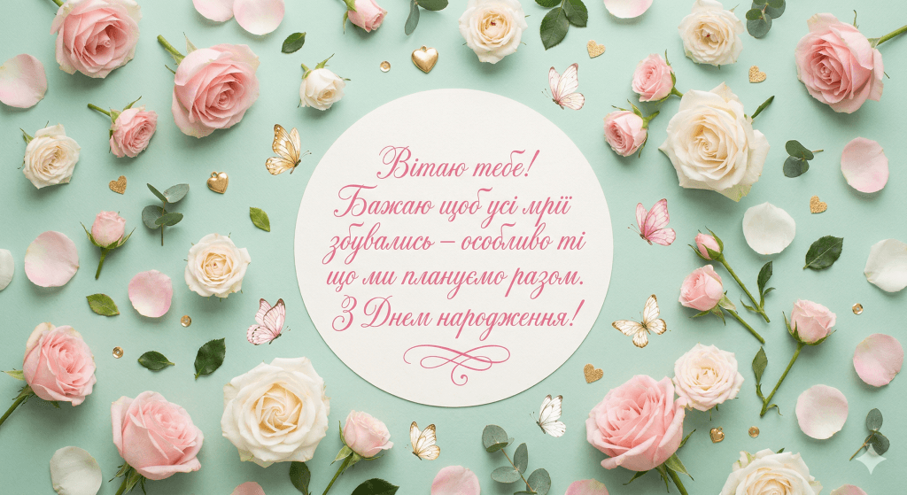 красиві листівки з днем народження скачати безкоштовно подрузі — троянди м'ятний серце метелик