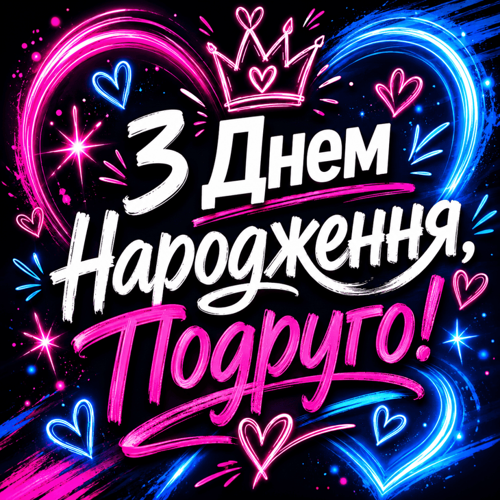 Головна листівка з днем народження подрузі у сучасному мінімалістичному стилі.