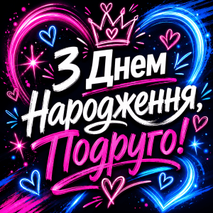 Головна листівка з днем народження подрузі у сучасному мінімалістичному стилі.
