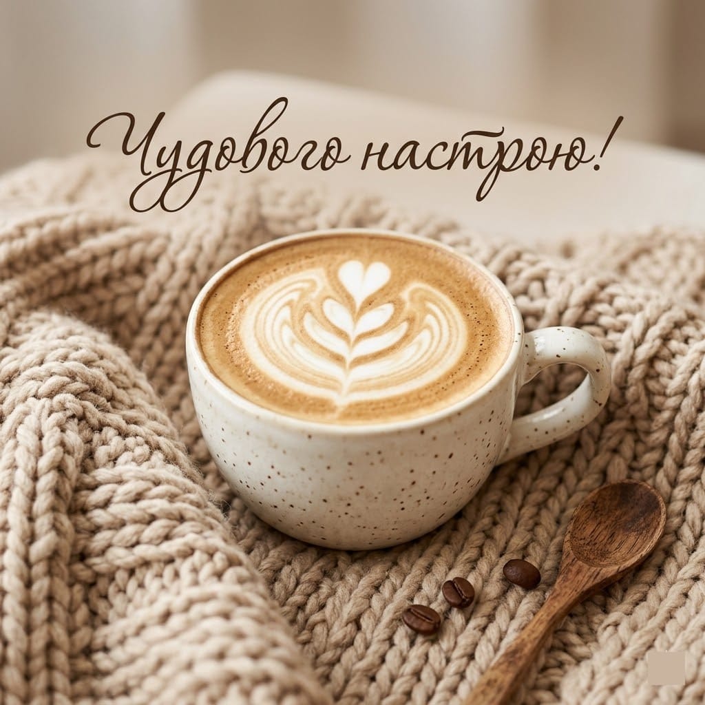 Красиві фото з побажанням вдалого тижня: естетична чашка капучино.