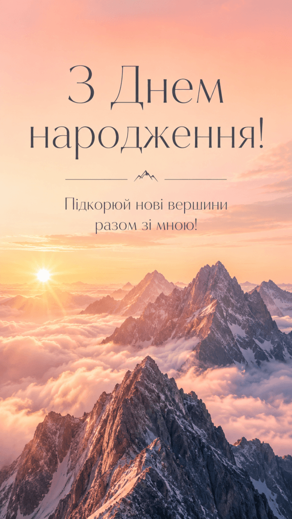 Оригінальні картинки з днем народження чоловіку з горами на заході сонця