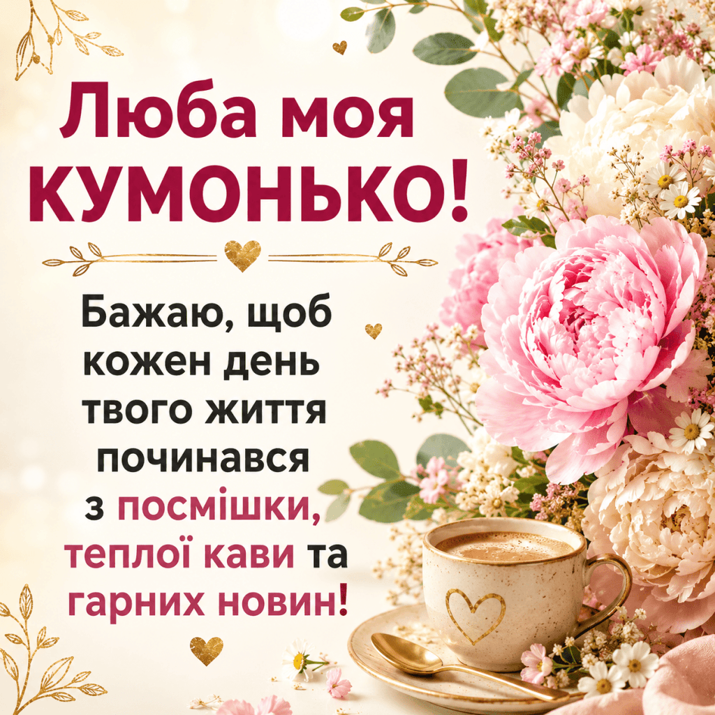 Душевне привітання кумі своїми словами з днем народження