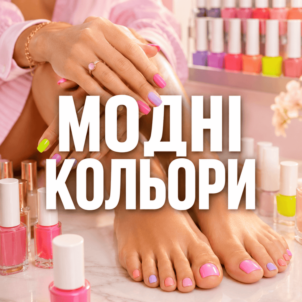 Дівчина обирає модні кольори лаку для нігтів на ногах з літньої палітри.