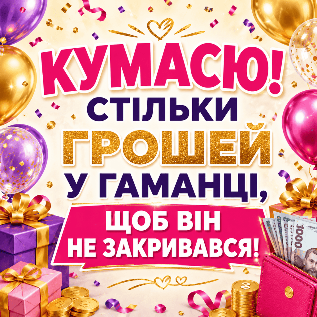 Прикольне привітання кумі з днем народження