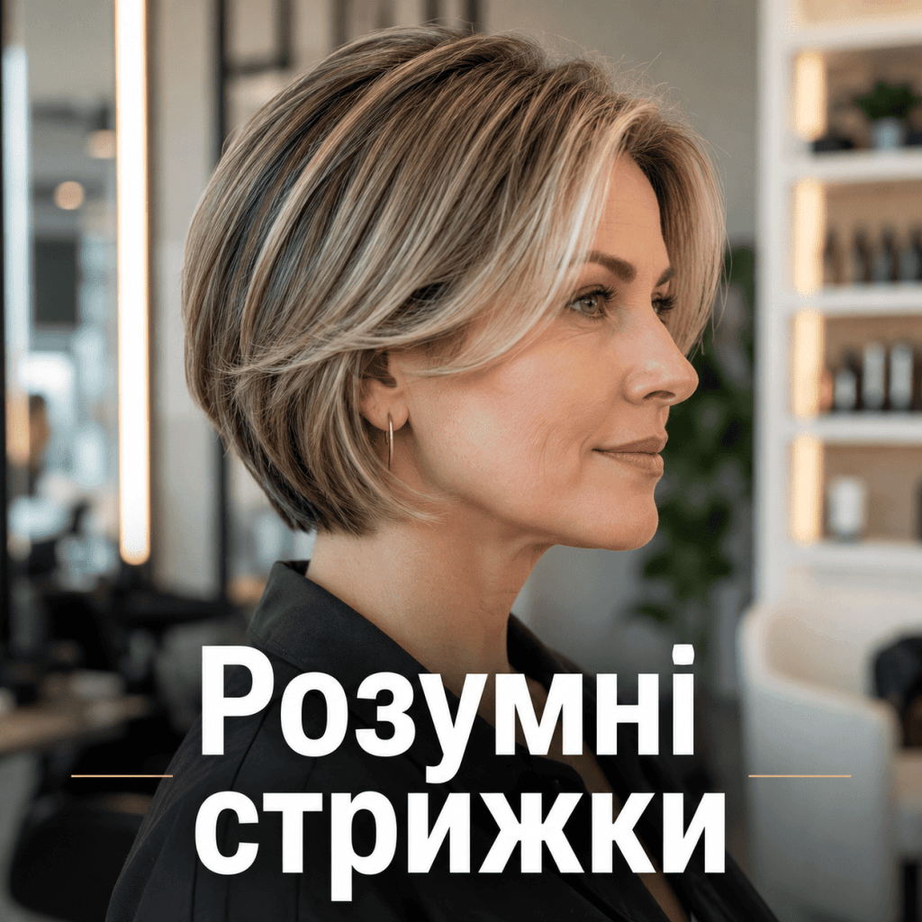 Концепція розумної стрижки після 40 років — фото стильної жінки з ідеально підстриженим волоссям.