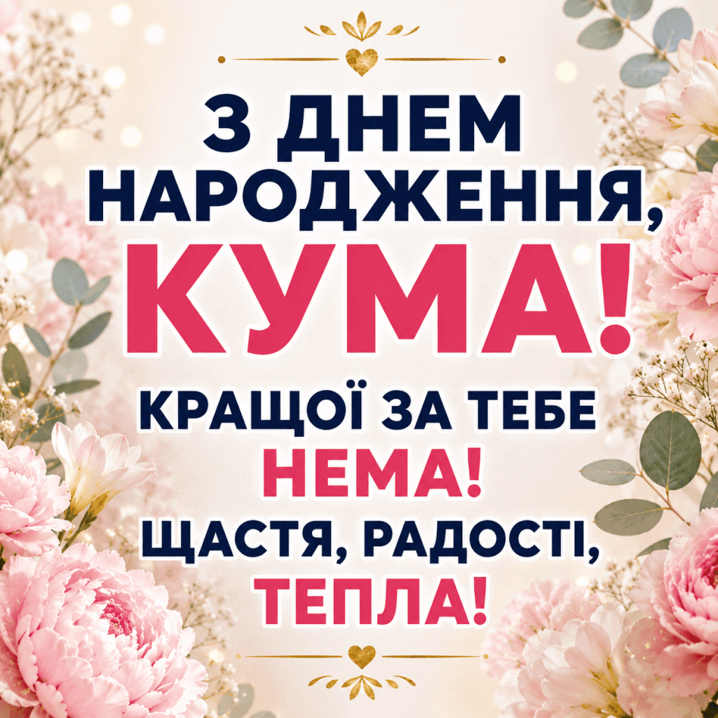 Коротке смс привітання кумі українською