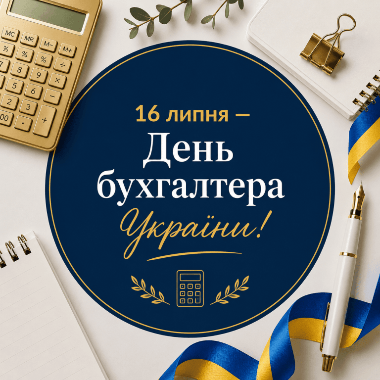 Гарна патріотична обкладинка до Дня бухгалтера в Україні з калькулятором та стрічкою
